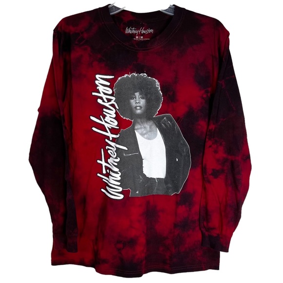 Whitney Houston Tops - NWOT Whitney Houston I’m Every Woman Tie Dye Long Sleeve T-Shirt Red Women’s M